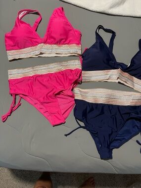 Hot Pink Women's Bikini Set with Decorative Band